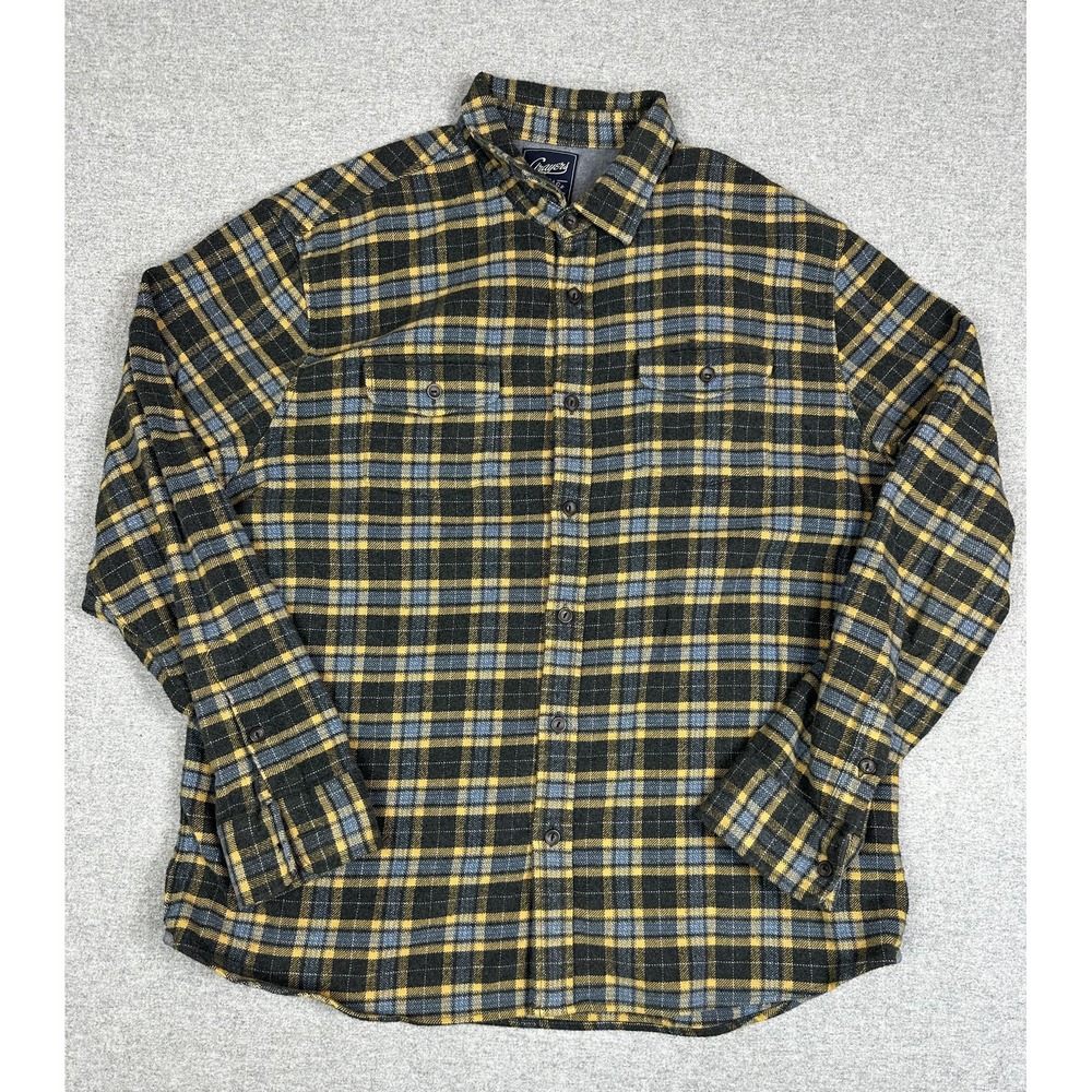Grayers‎ Heritage Flannels Shirt Mens XL Gray Yellow Plaid Flannel Button Front